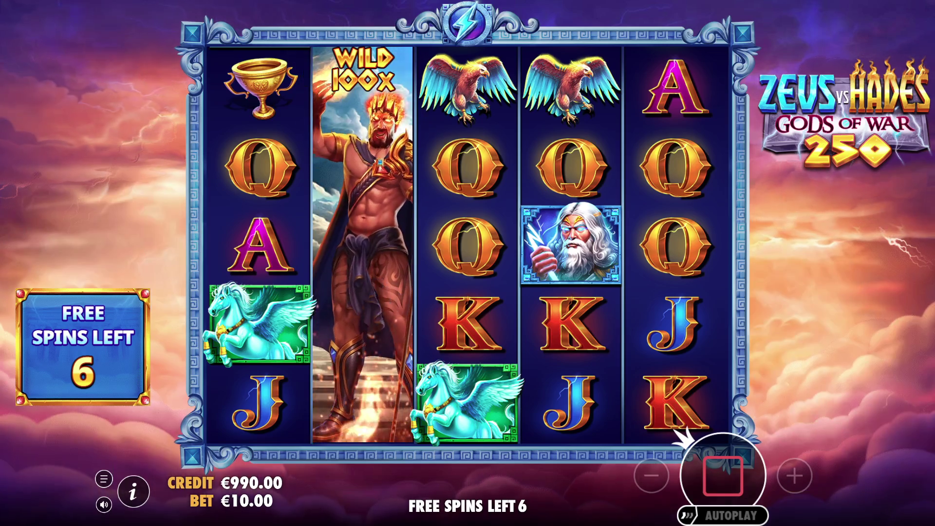 Zeus vs Hades - Gods of War 250 - Free spins 10