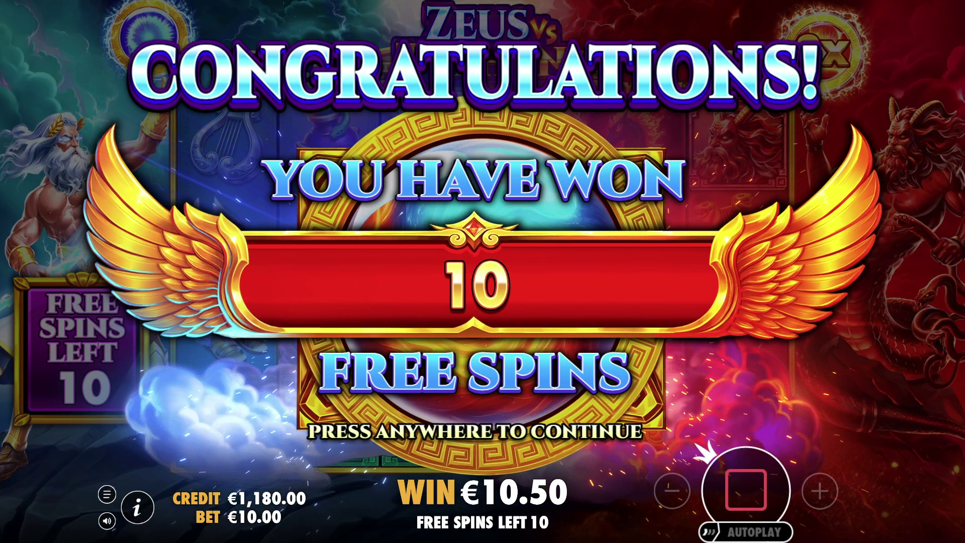 Zeus vs Typhon - Free spins 4