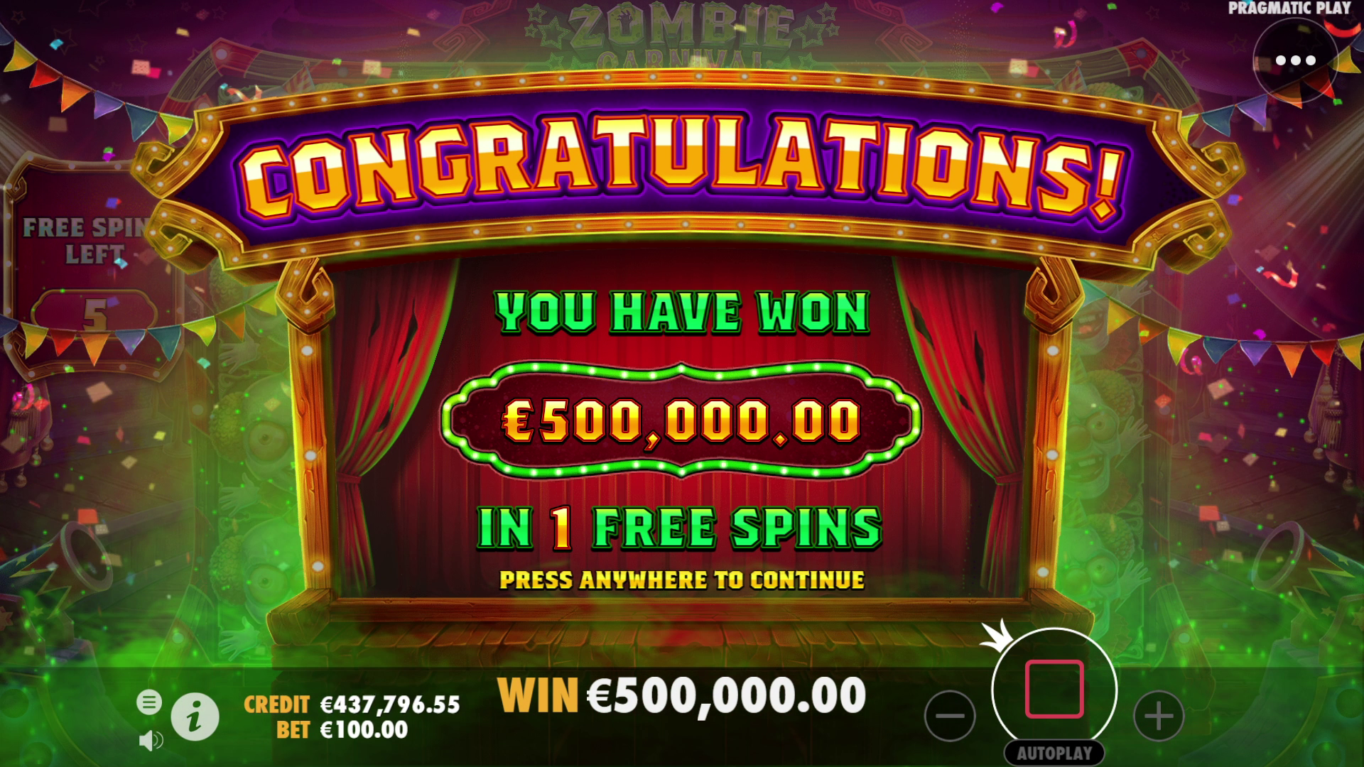 Zombie Carnival - Free spins 1