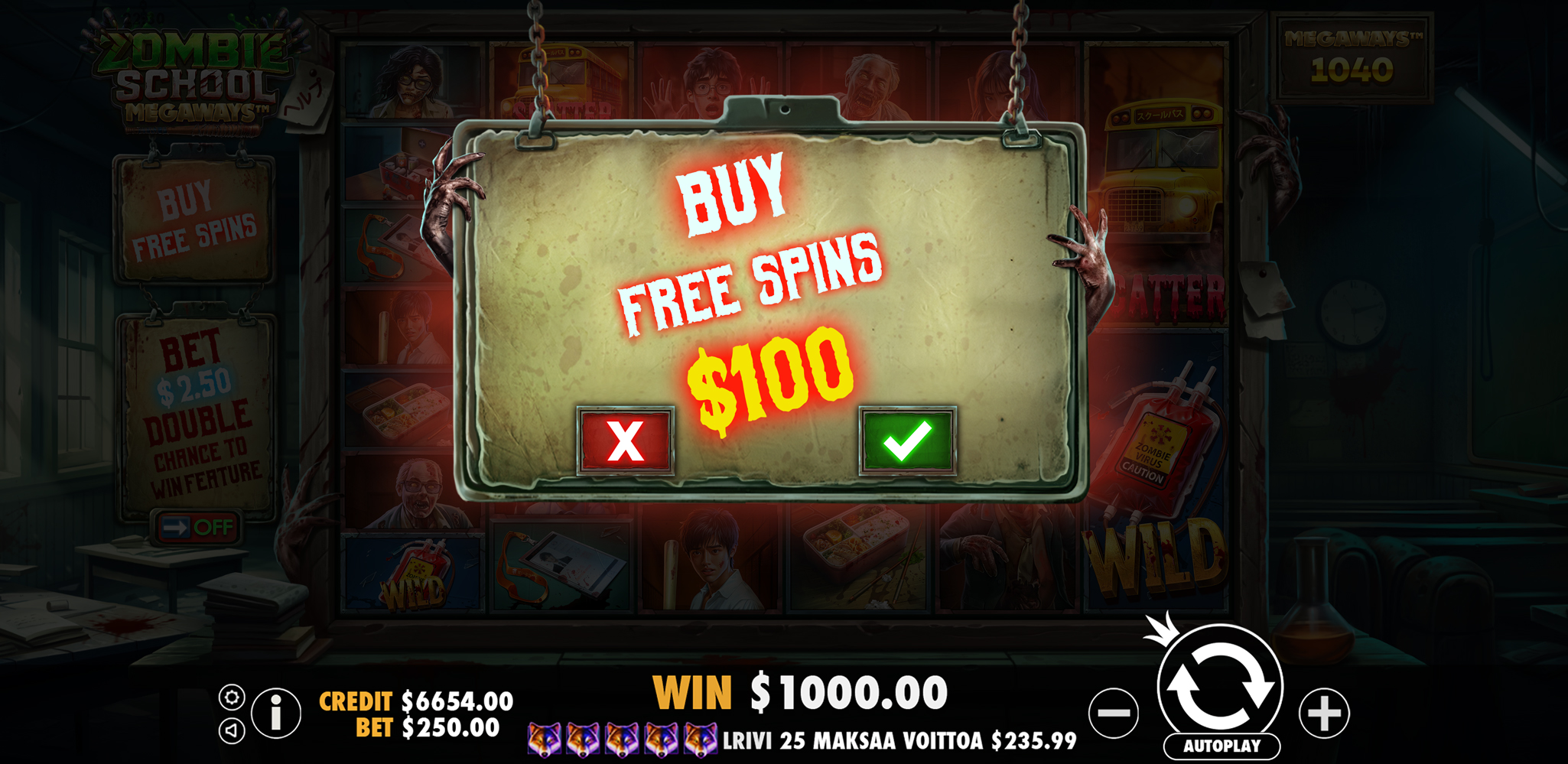 Zombie School Megaways - Buy bonus 1