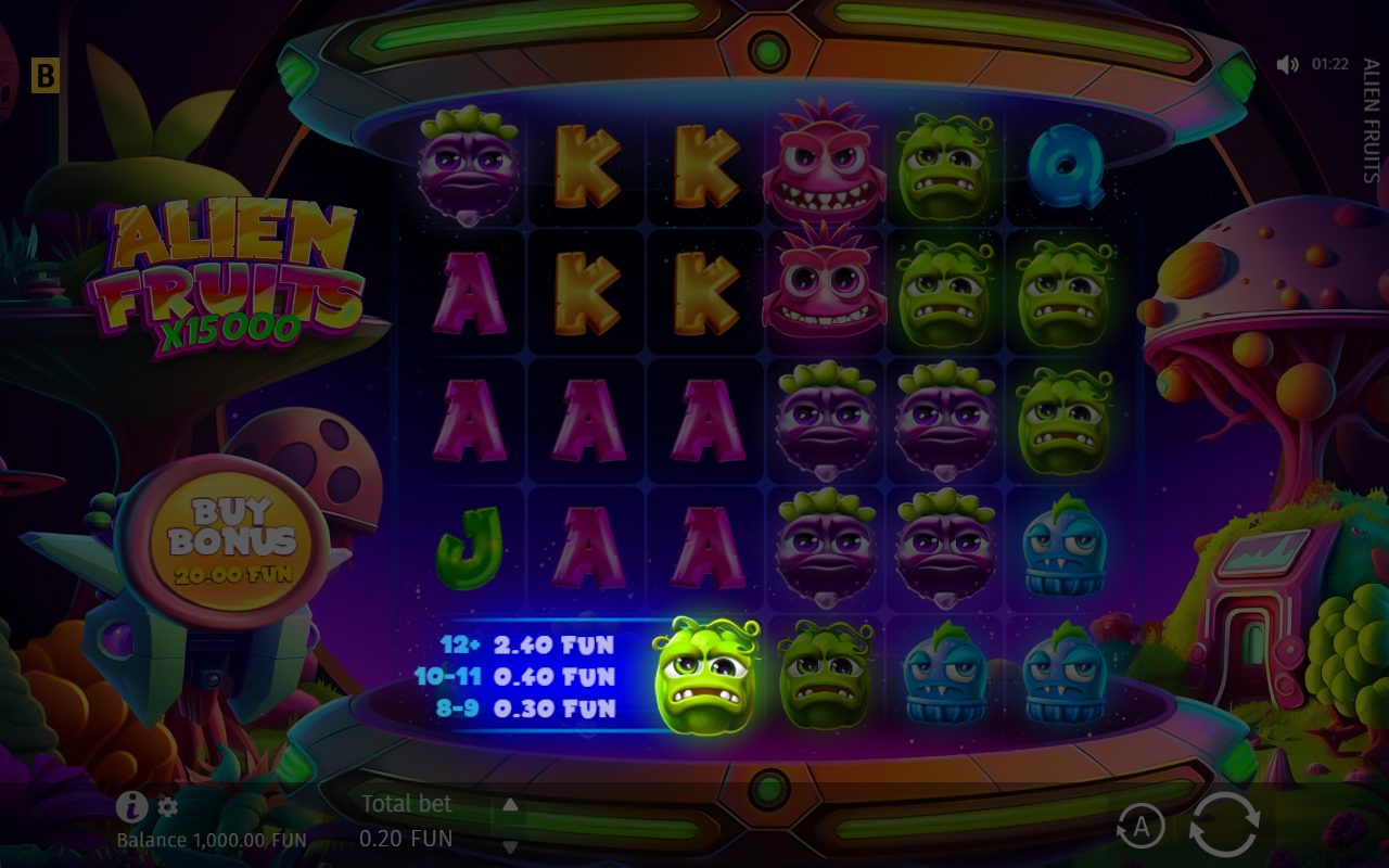 Alien Fruits base game reels