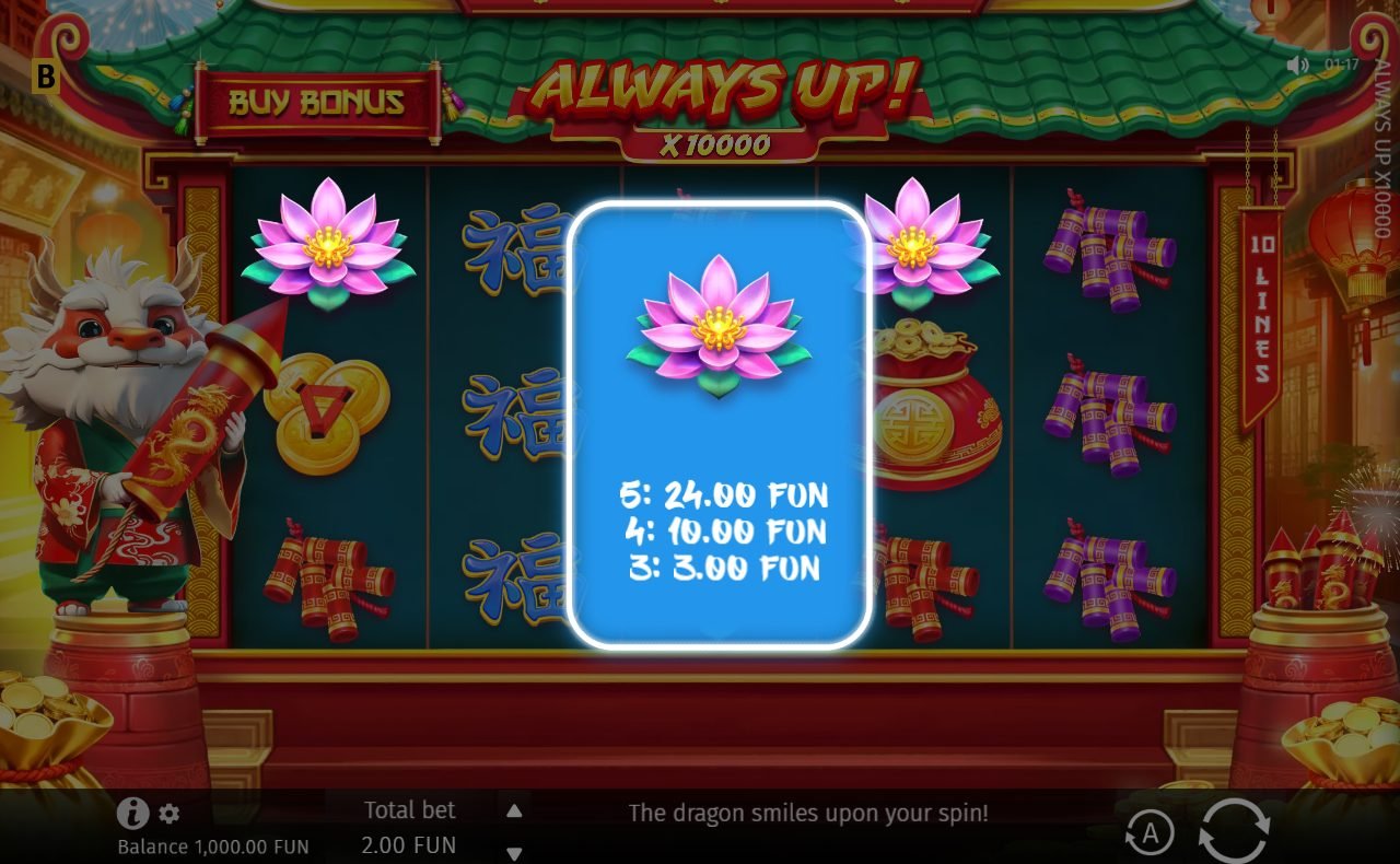 Always Up! x10000 base game reels