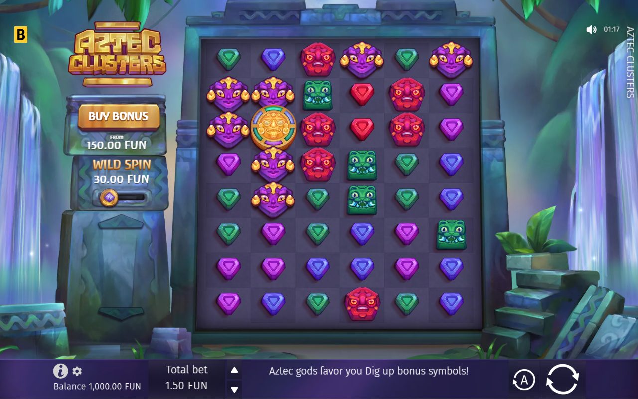 Aztec Clusters game lobby / feature intro
