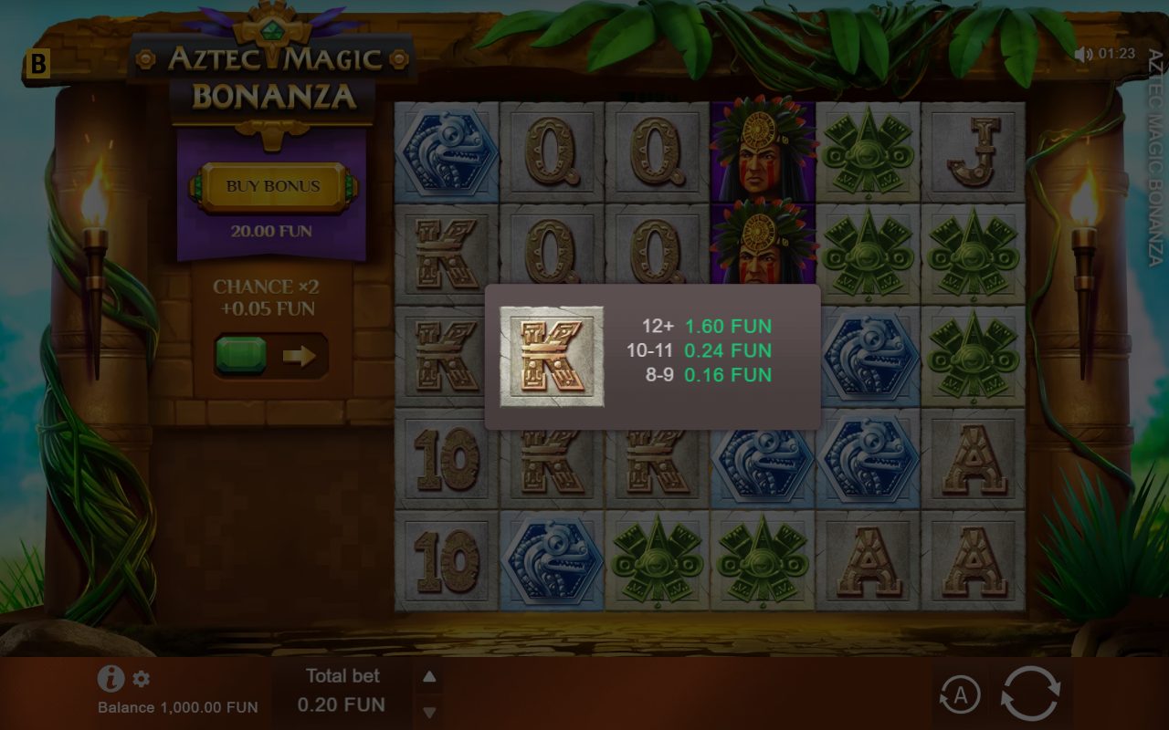 Aztec Magic Bonanza base game reels