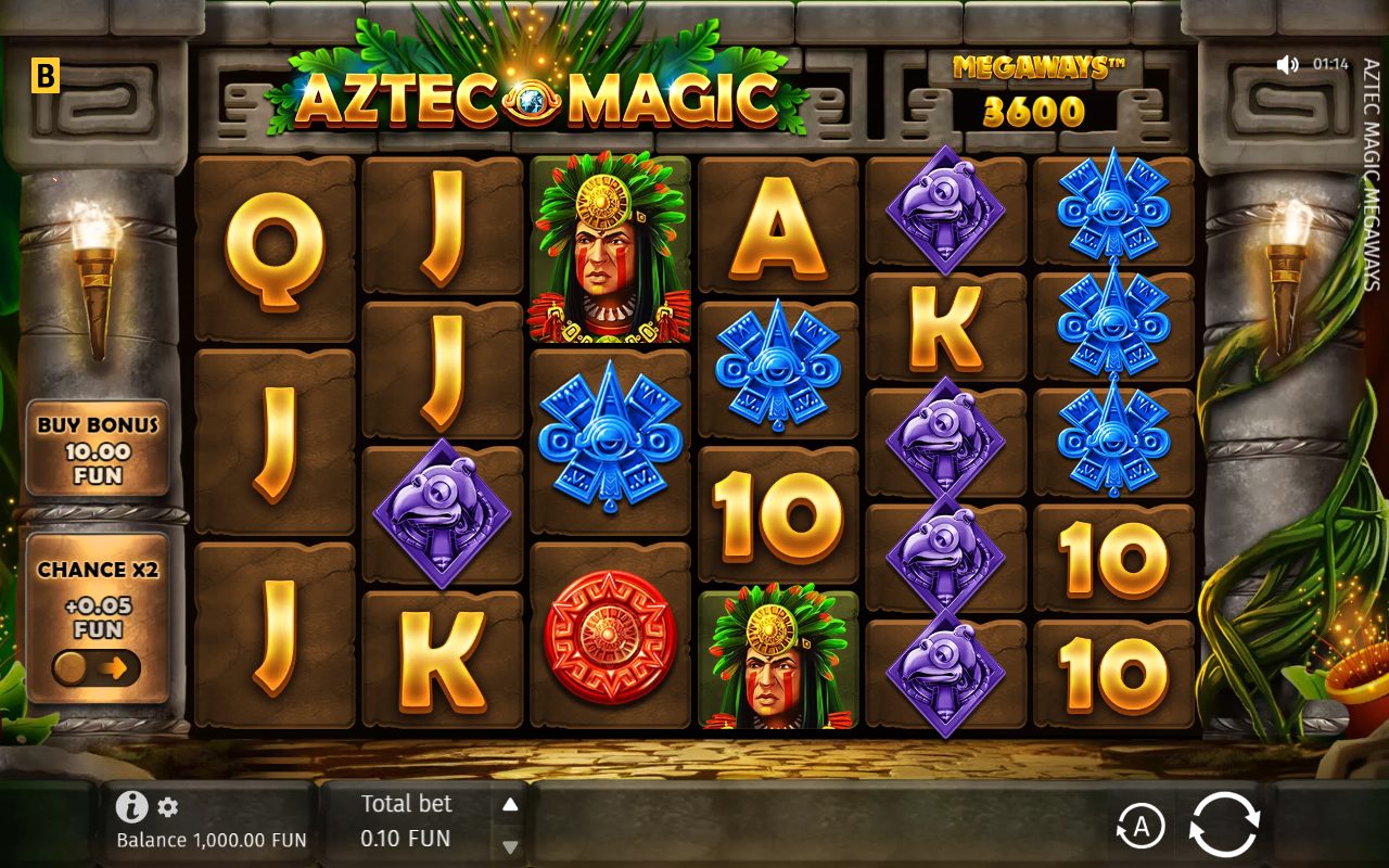 Aztec Magic Megaways game lobby / feature intro