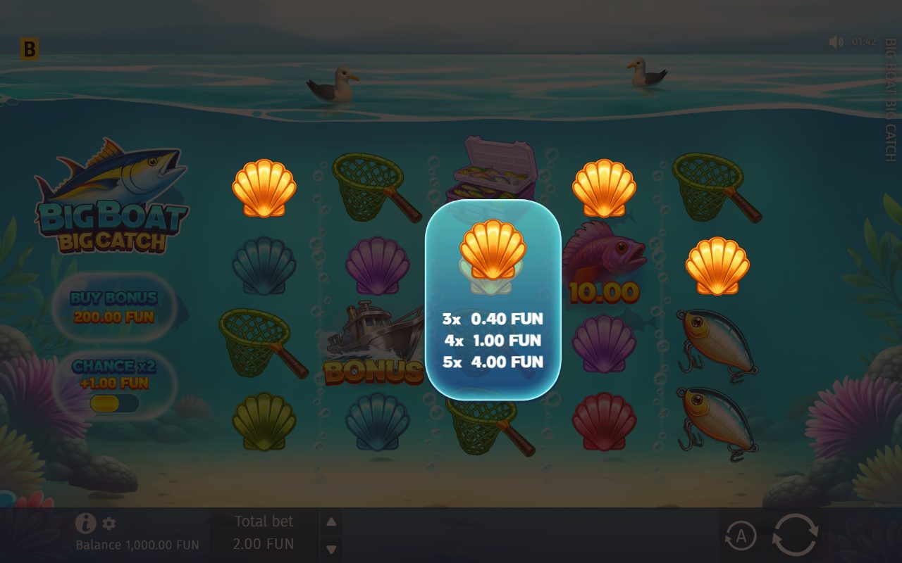 Big Boat Big Catch base game reels