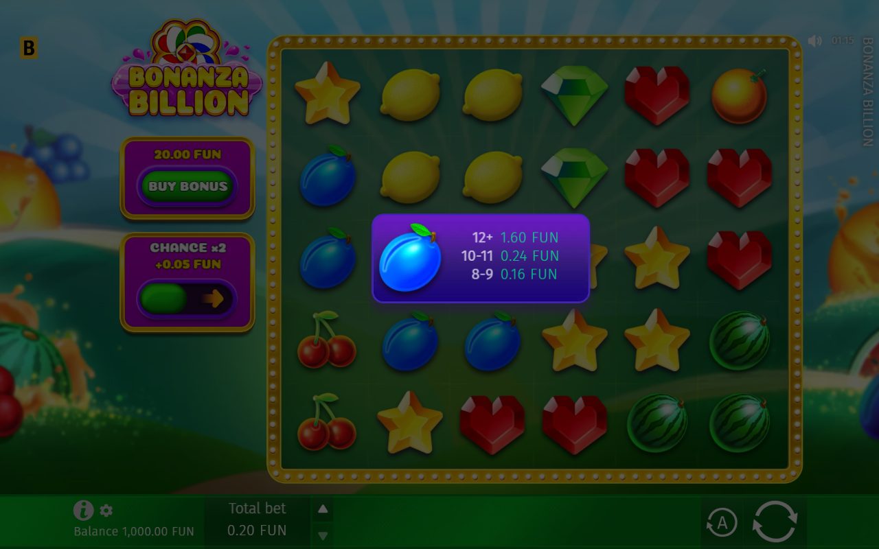 Bonanza Billion base game reels
