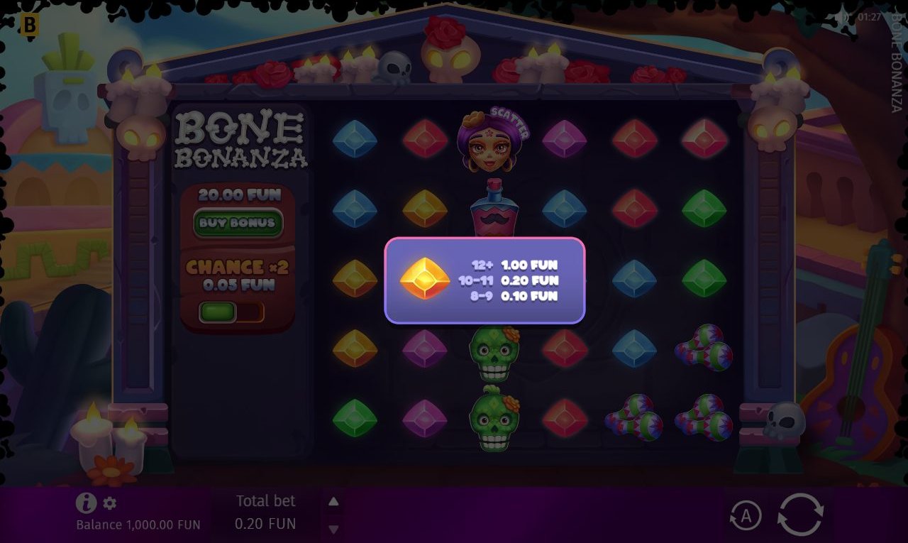 Bone Bonanza base game reels