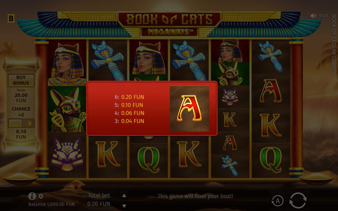Book of Cats Megaways base game reels