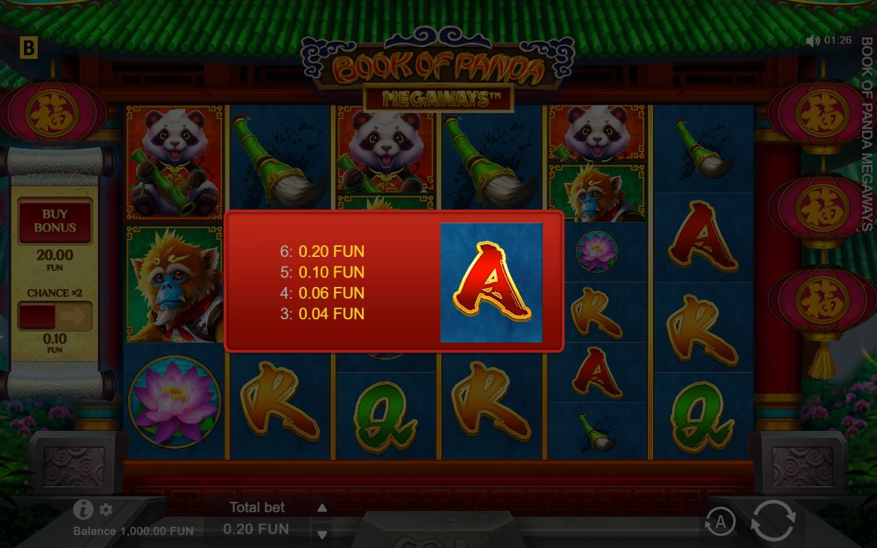 Book of Panda Megaways base game reels