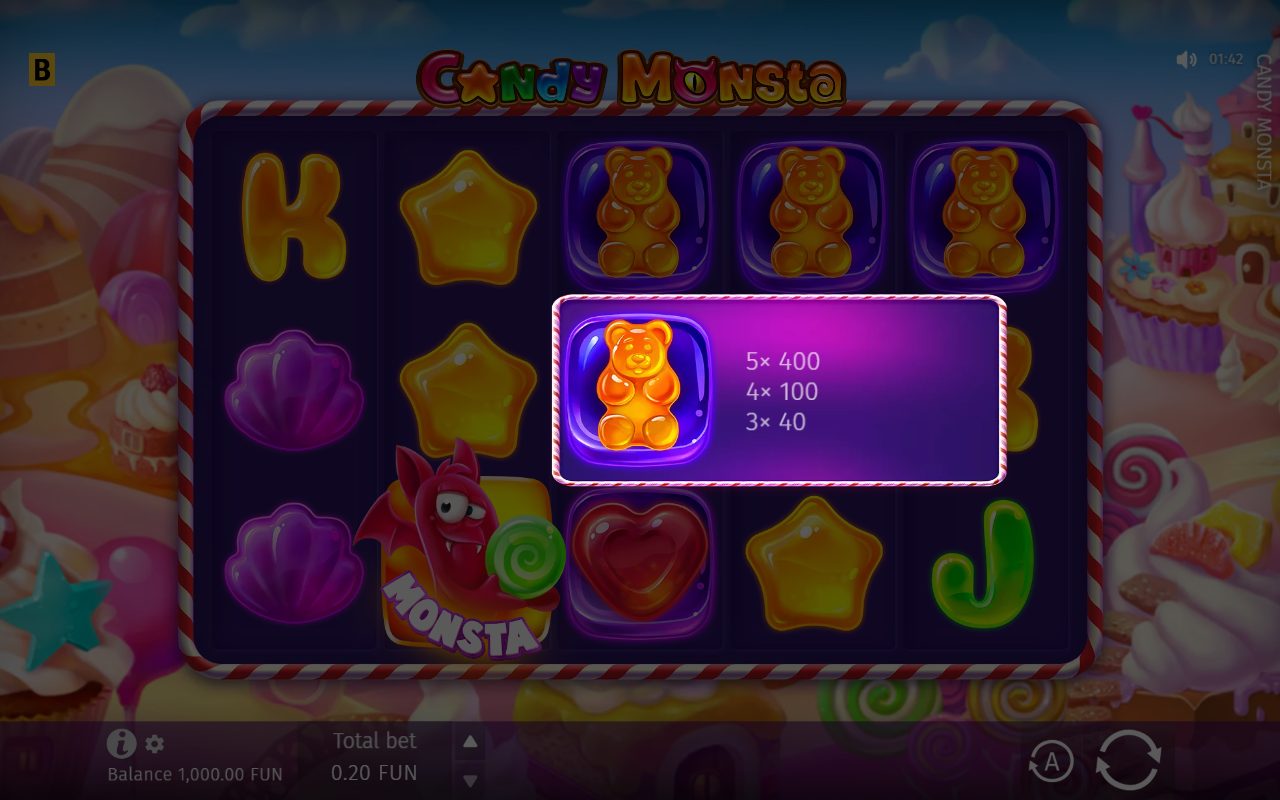 Candy Monsta base game reels