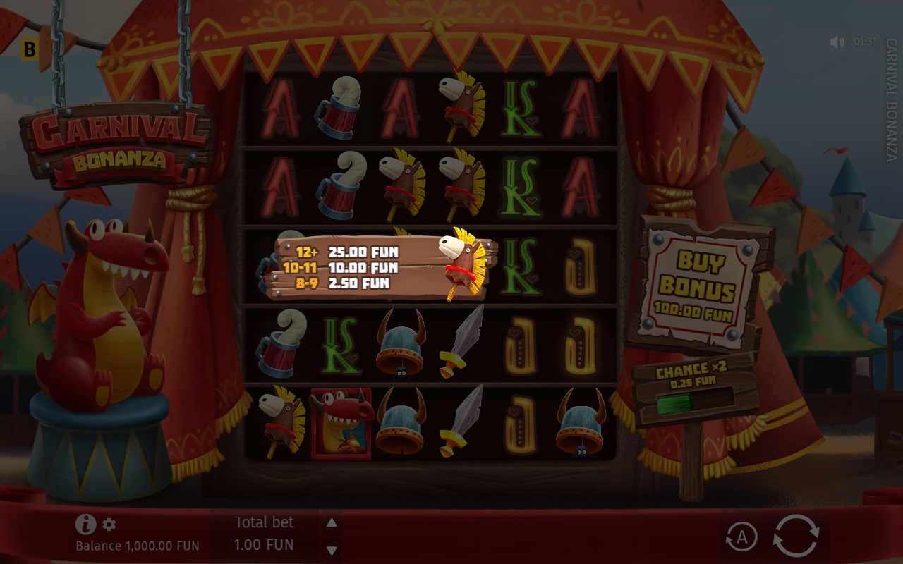 Carnival Bonanza base game reels