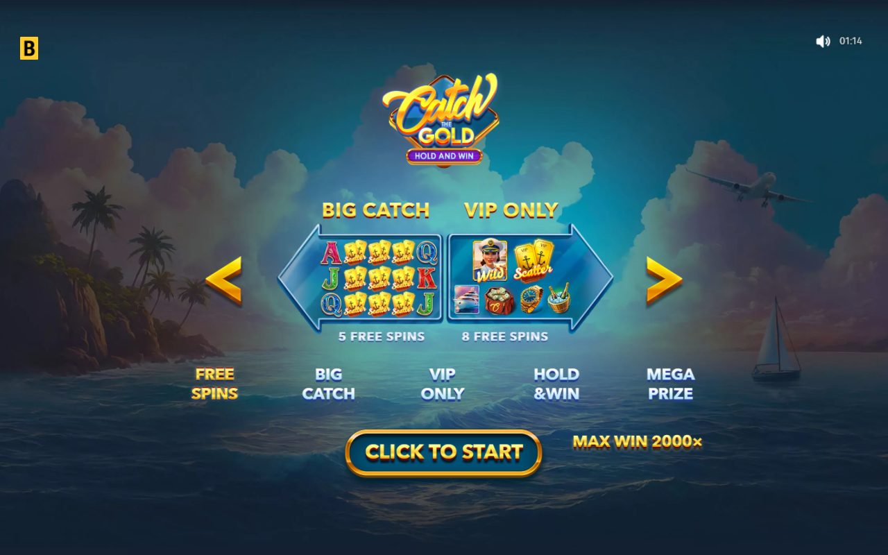 Catch The Gold Hold and Win game lobby / feature intro