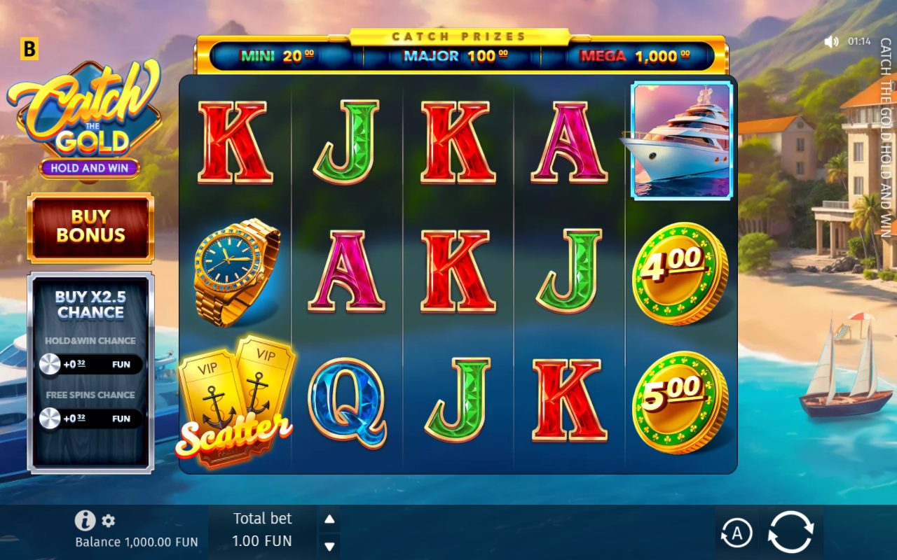 Catch The Gold Hold and Win base game reels