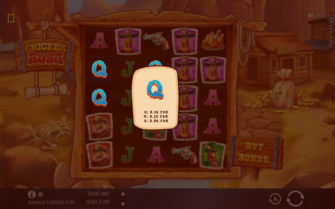 Chicken Rush base game reels