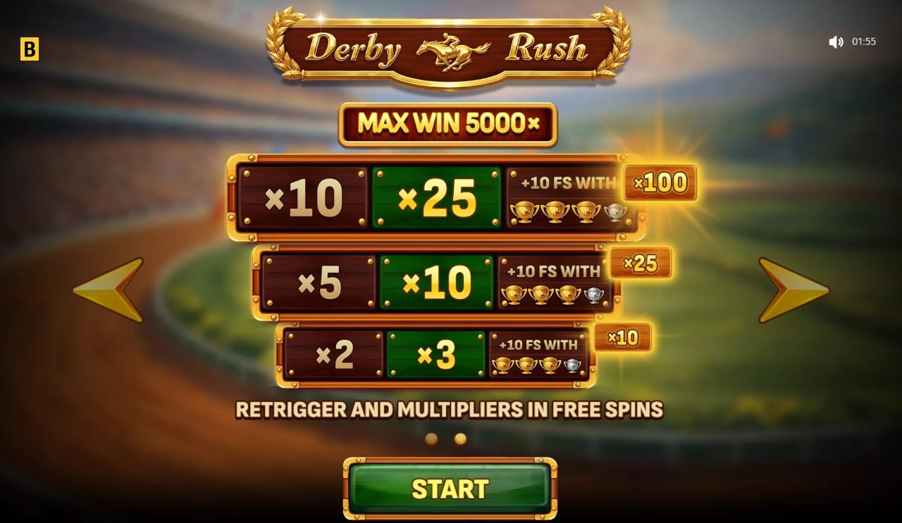 Derby Rush game lobby / feature intro