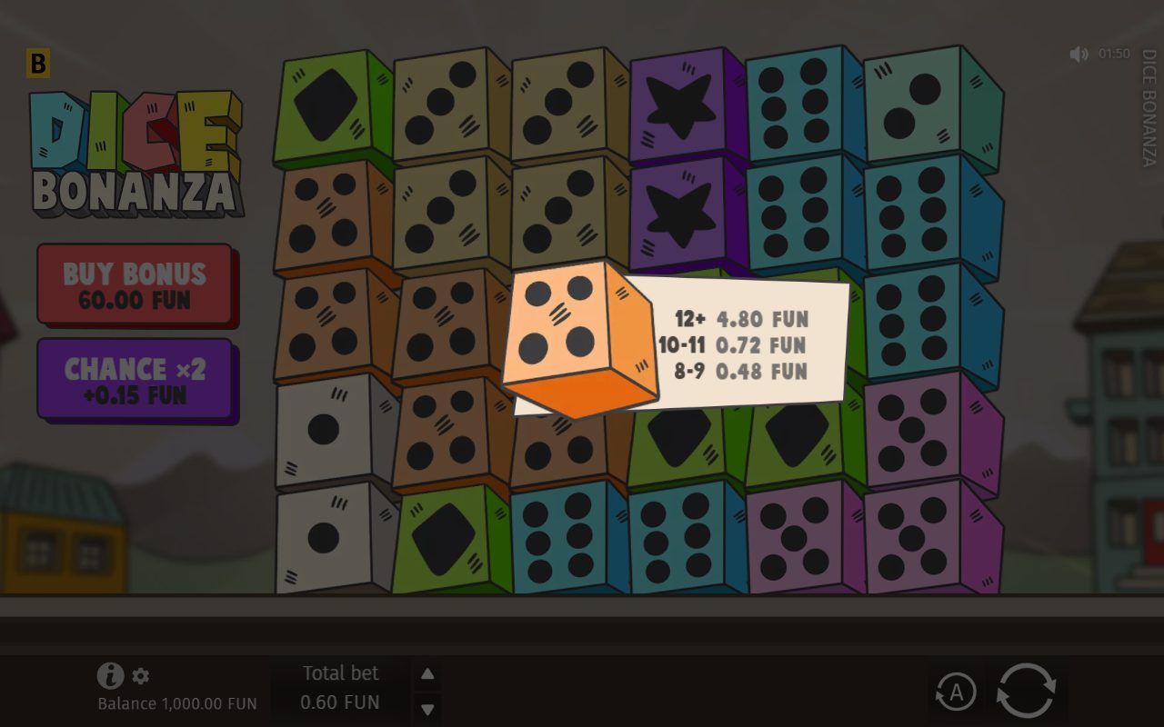 Dice Bonanza base game reels