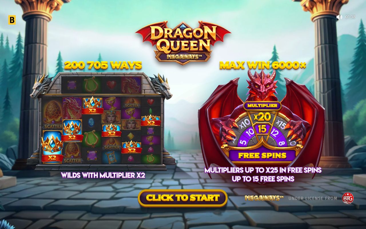 Dragon Queen Megaways game lobby / feature intro