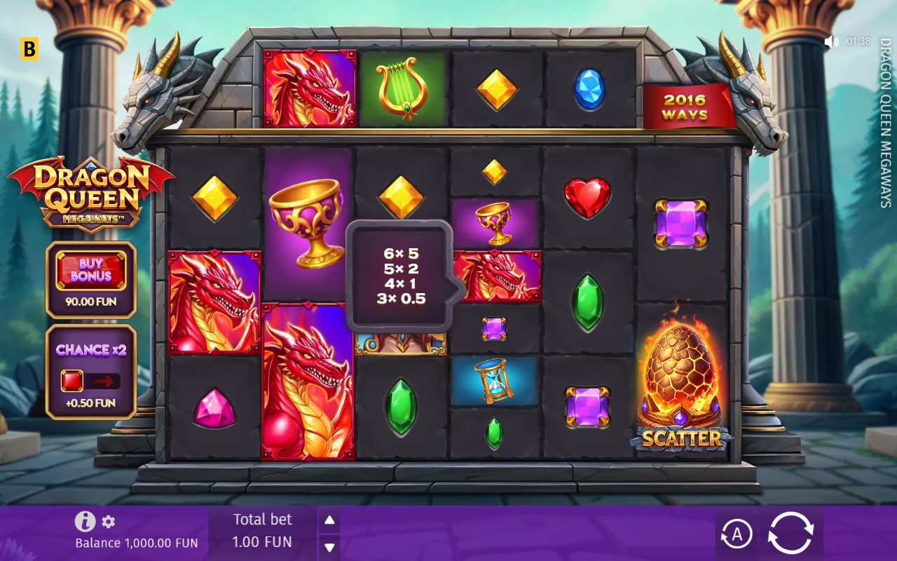 Dragon Queen Megaways base game reels