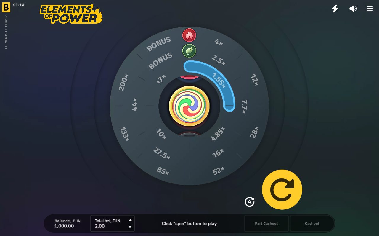 Elements of Power base game reels