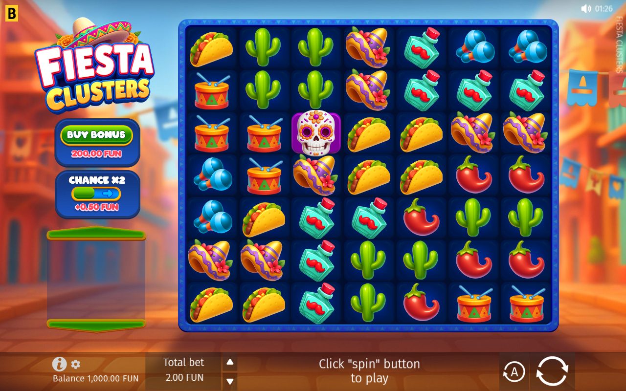 Fiesta Clusters game lobby / feature intro