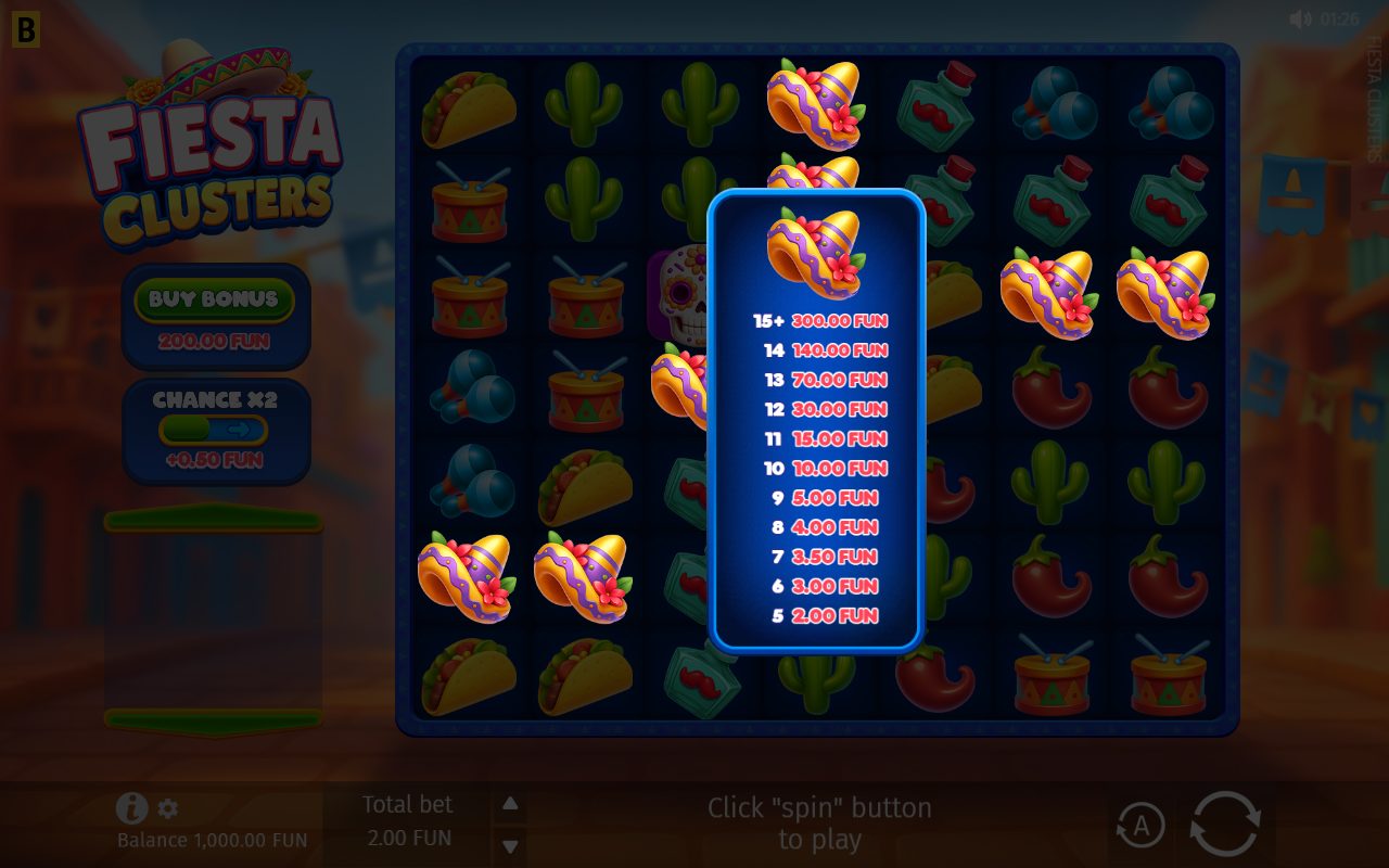 Fiesta Clusters base game reels