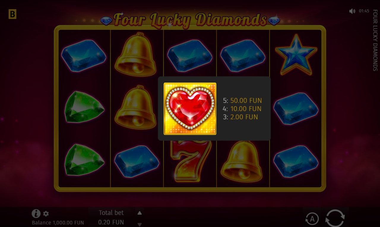 Four Lucky Diamonds base game reels