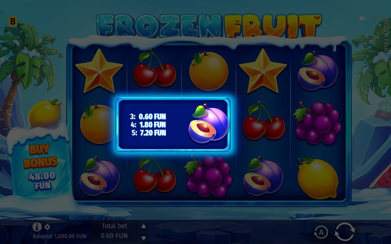 Frozen Fruit base game reels