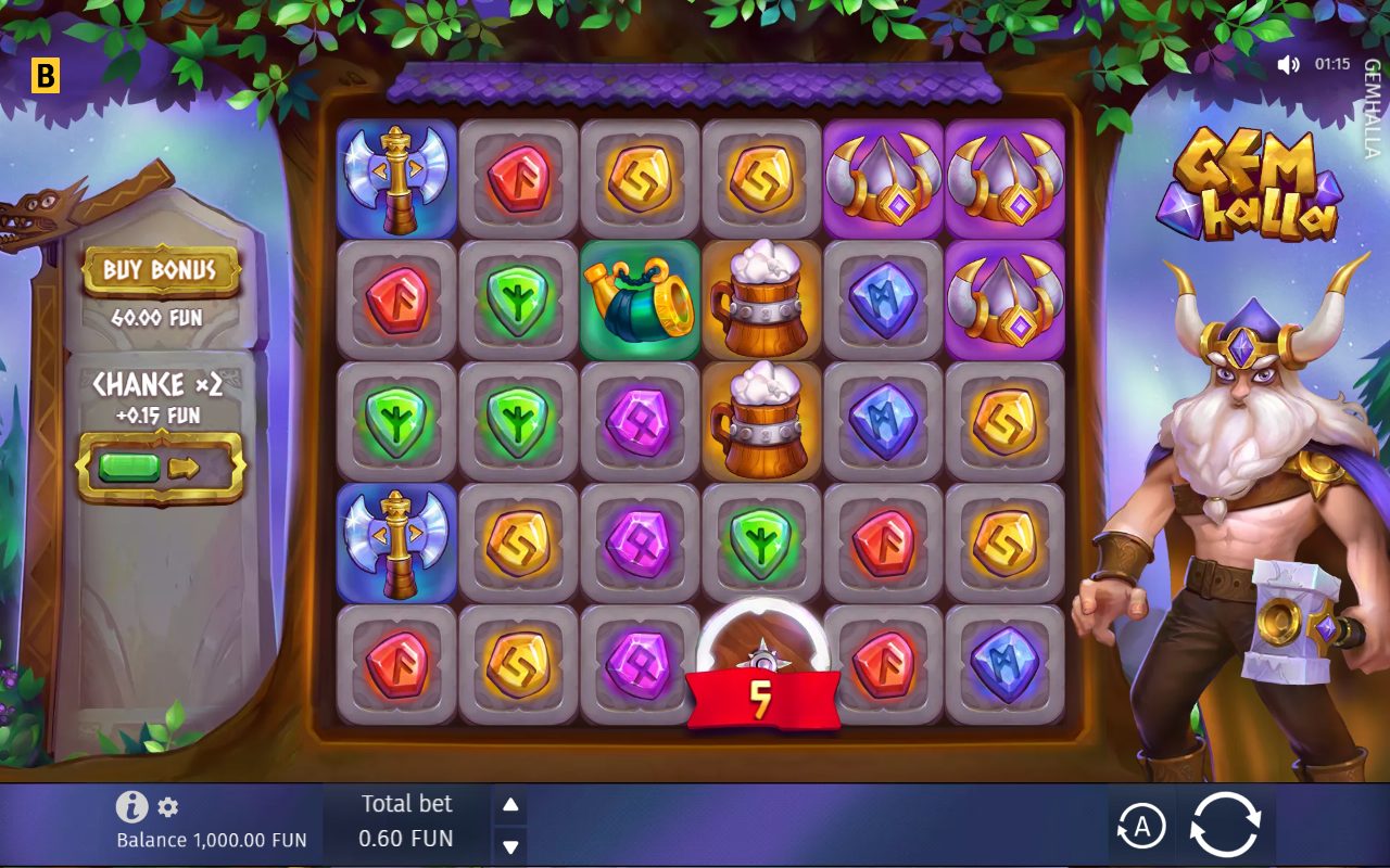 Gemhalla game lobby / feature intro