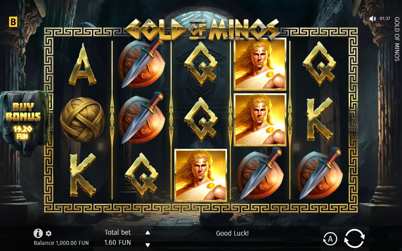 Gold of Minos game lobby / feature intro