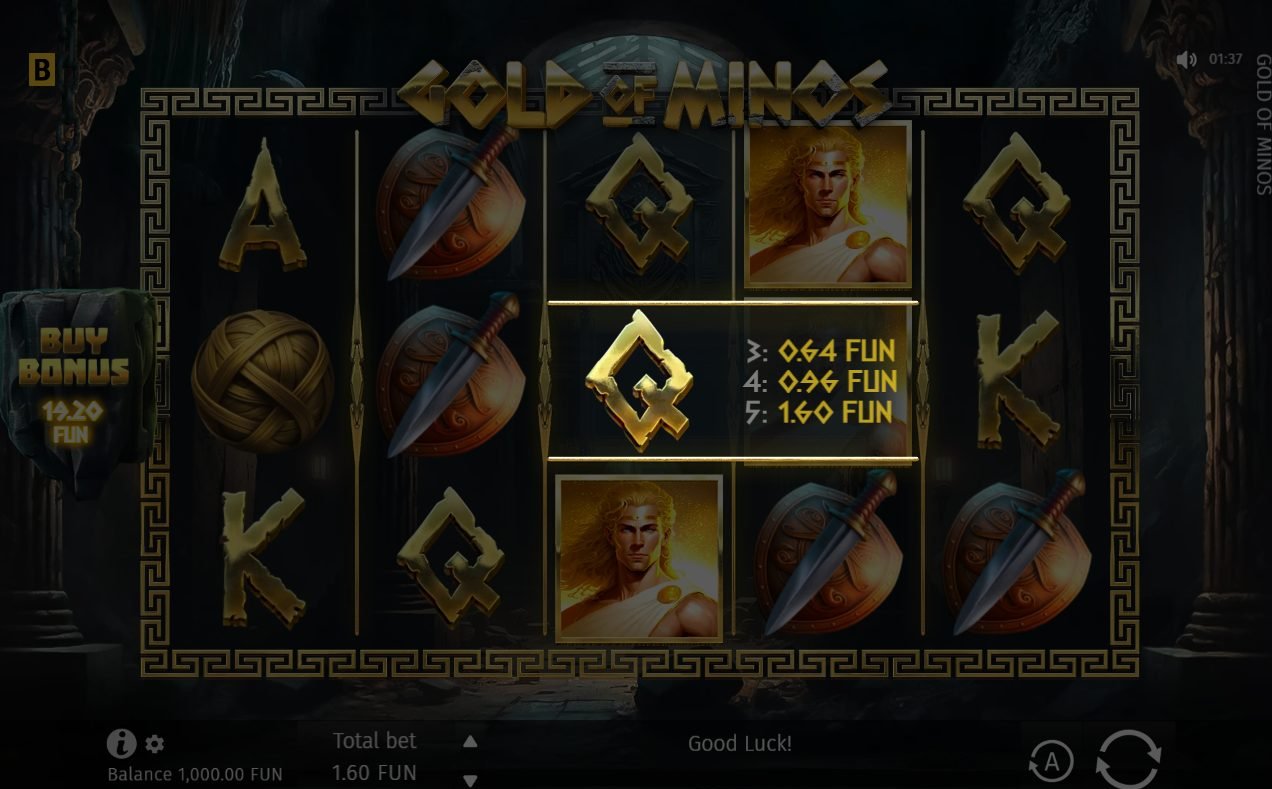 Gold of Minos base game reels
