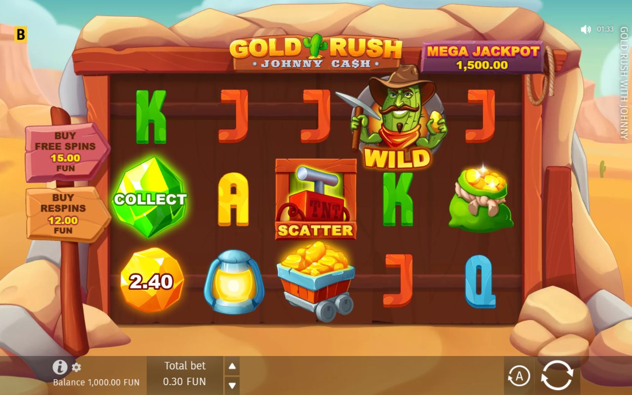 Gold Rush with Johnny Cash game lobby / feature intro