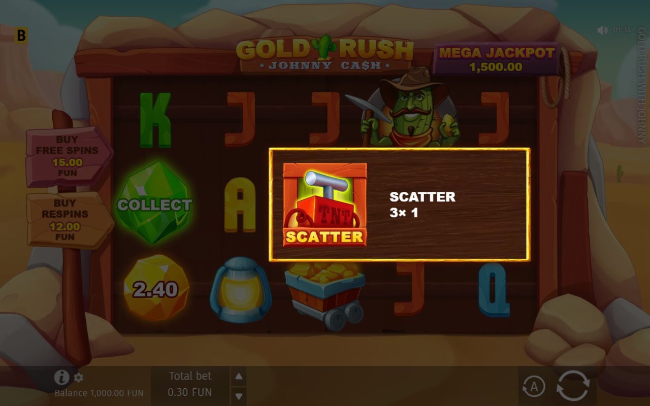 Gold Rush with Johnny Cash base game reels