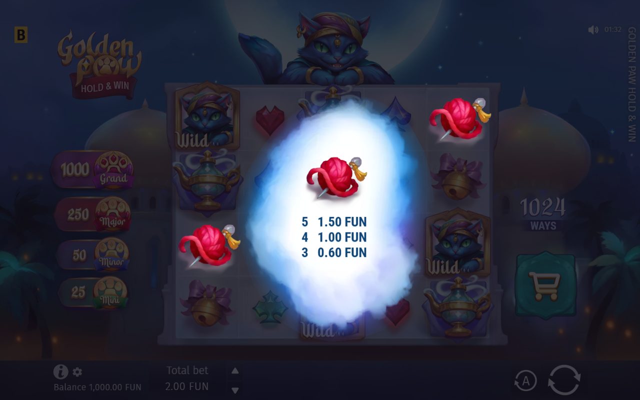 Golden Paw Hold & Win base game reels