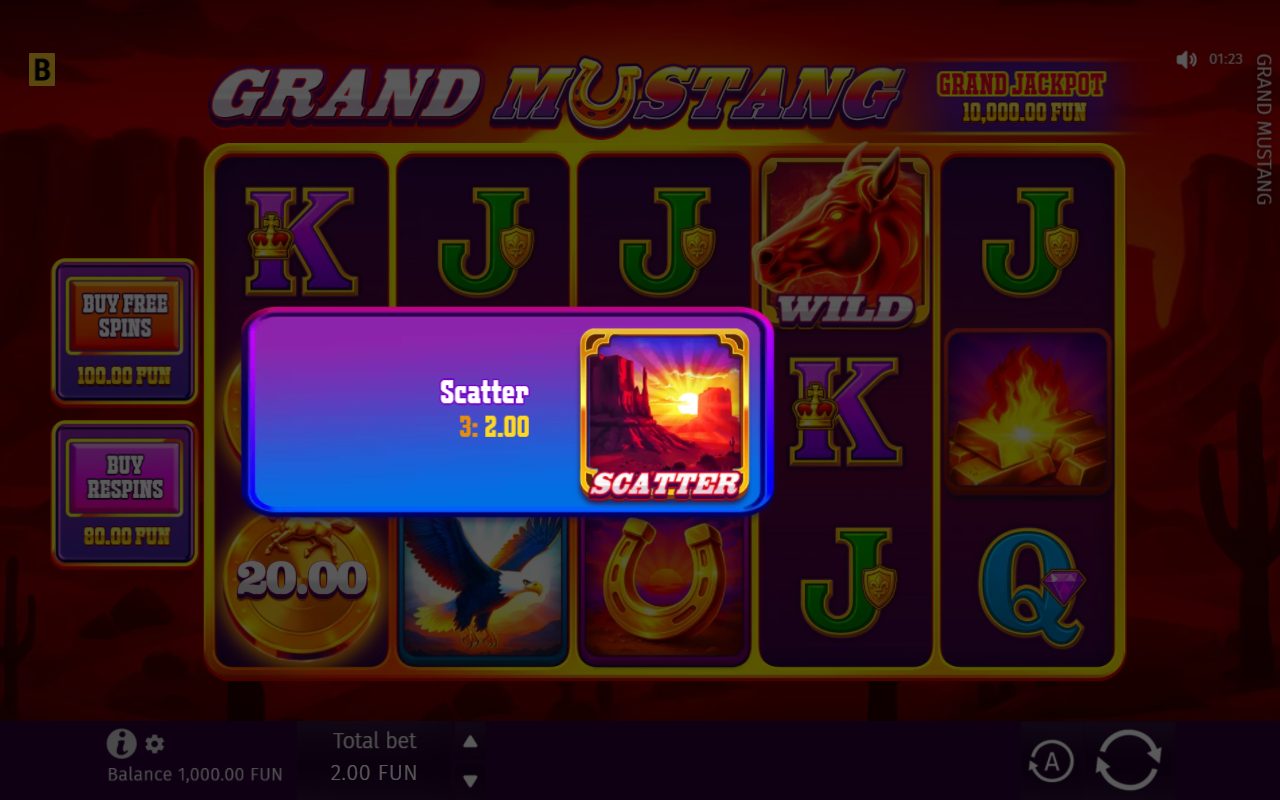 Grand Mustang base game reels