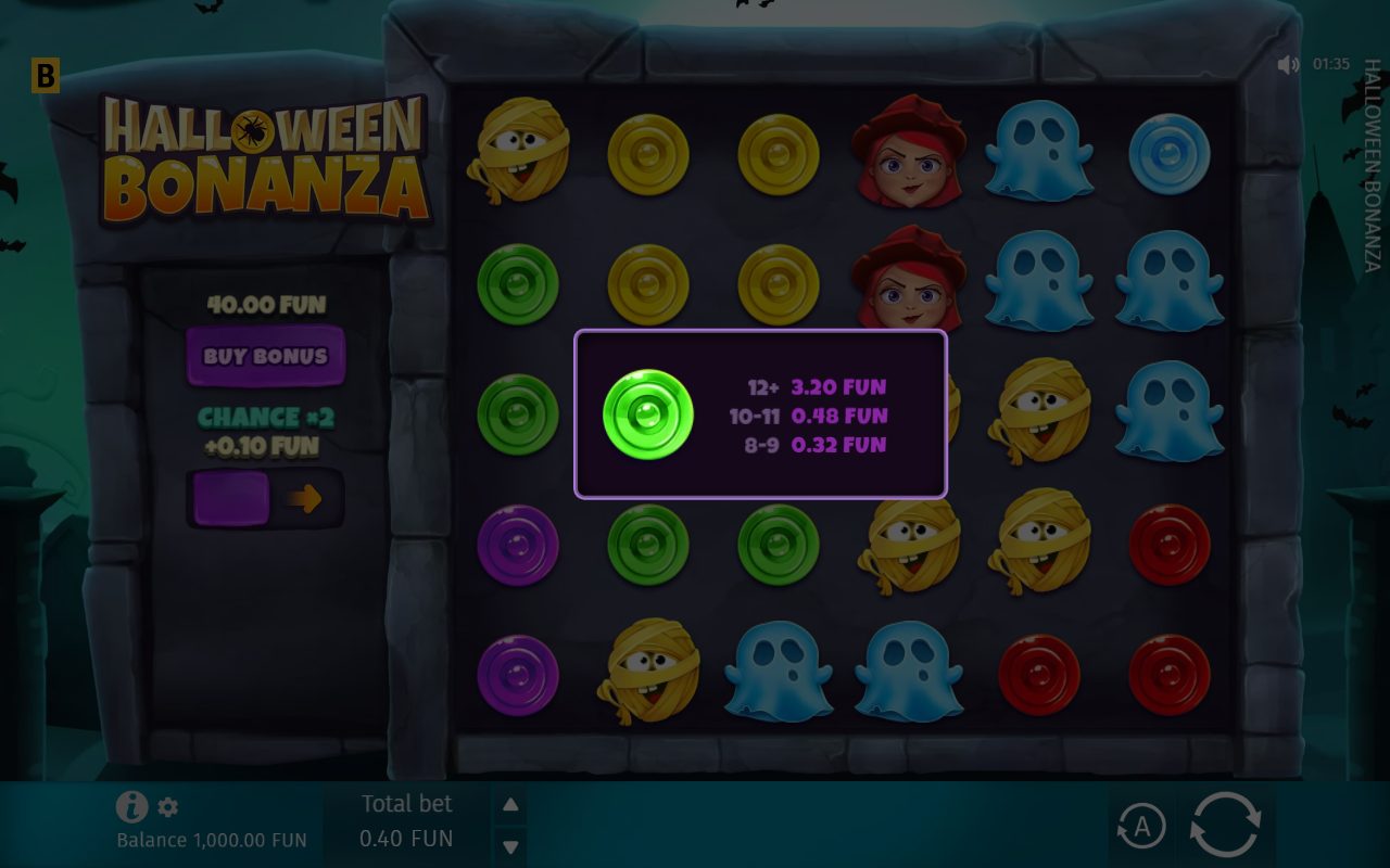 Halloween Bonanza base game reels