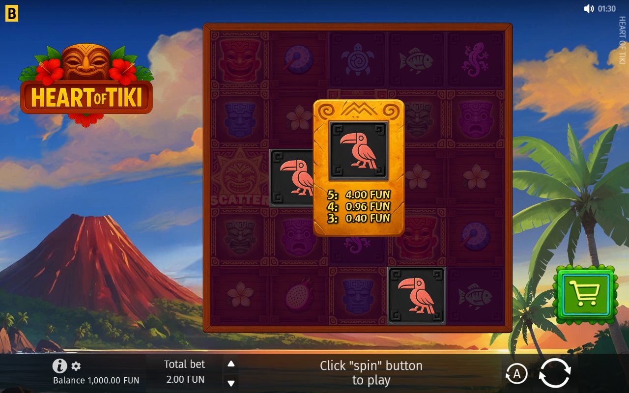 Heart of Tiki base game reels