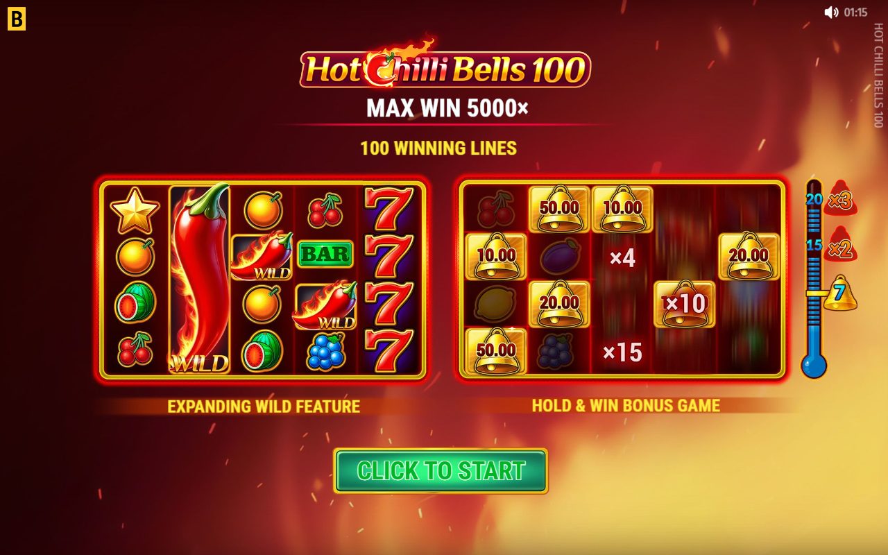 Hot Chilli Bells 100 game lobby / feature intro