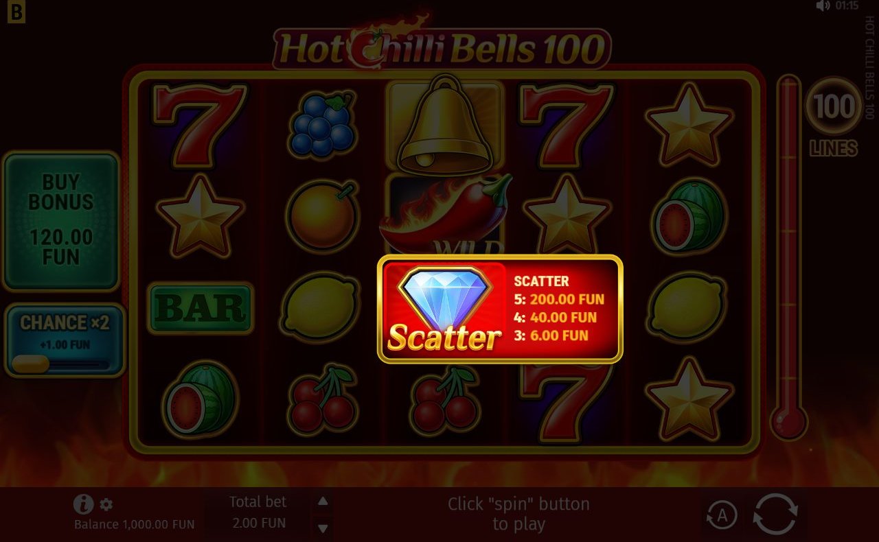 Hot Chilli Bells 100 base game reels