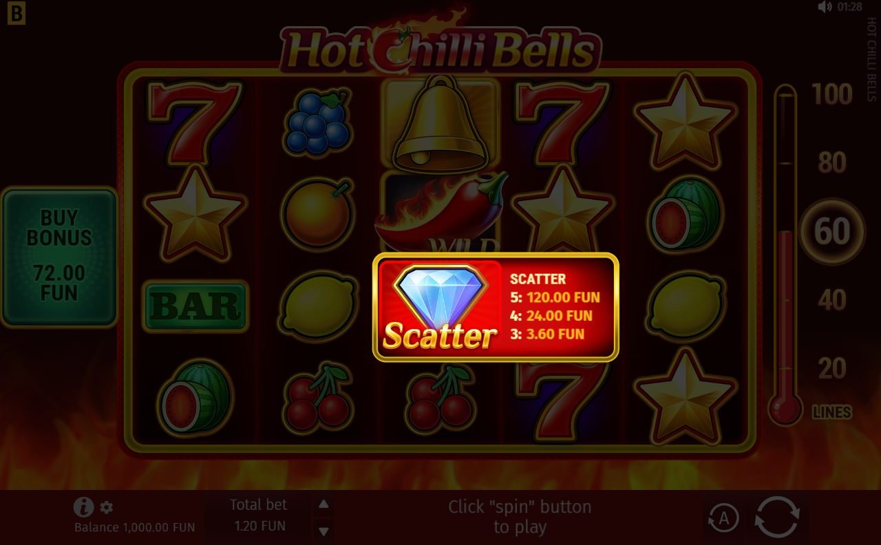 Hot Chilli Bells base game reels