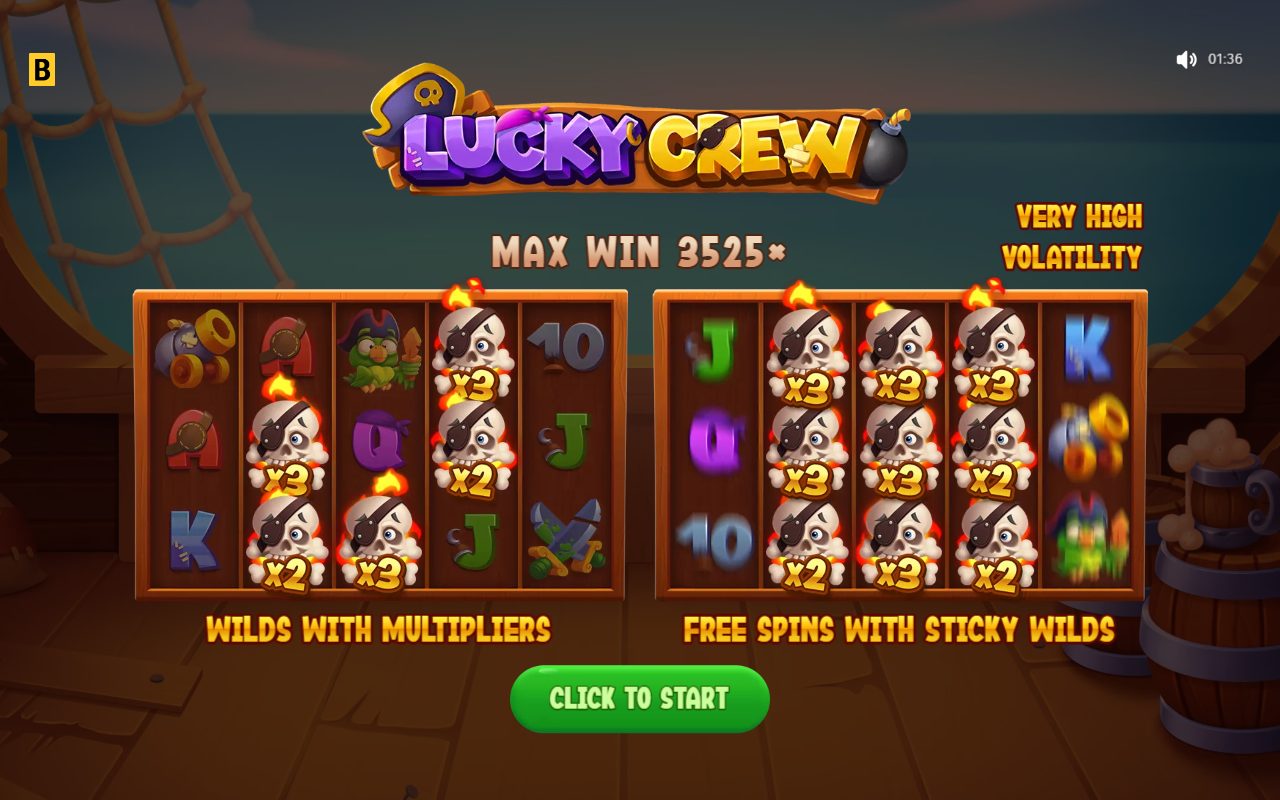 Lucky Crew game lobby / feature intro