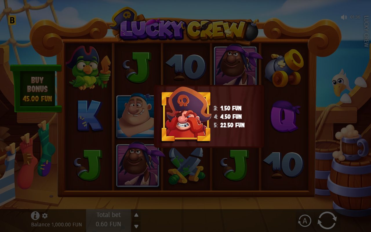 Lucky Crew base game reels