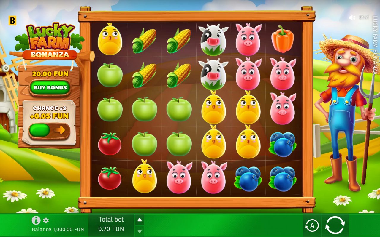 Lucky Farm Bonanza game lobby / feature intro