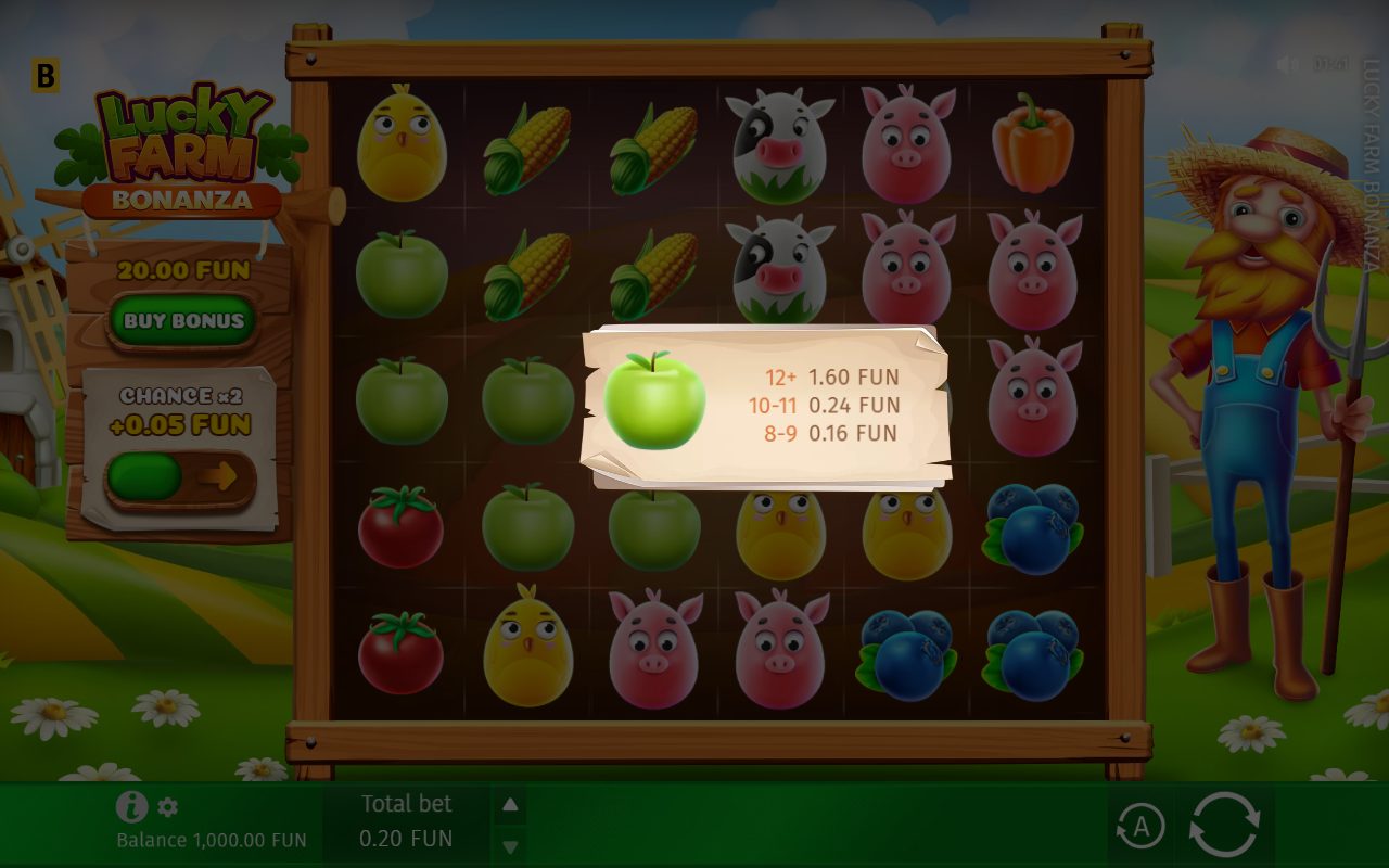 Lucky Farm Bonanza base game reels