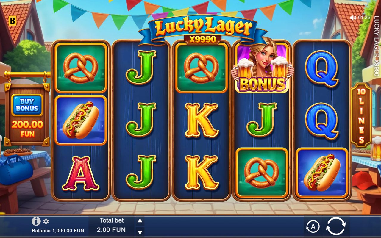 Lucky Lager x9990 game lobby / feature intro