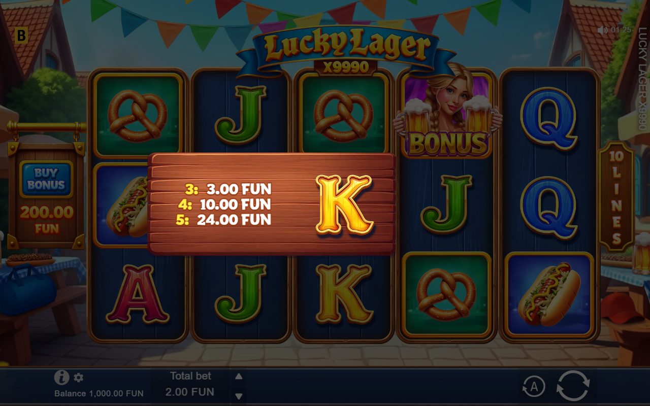 Lucky Lager x9990 base game reels