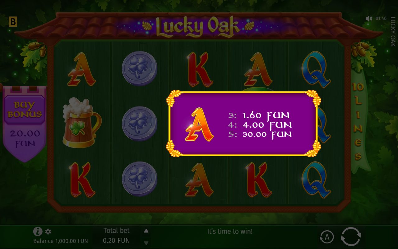 Lucky Oak base game reels