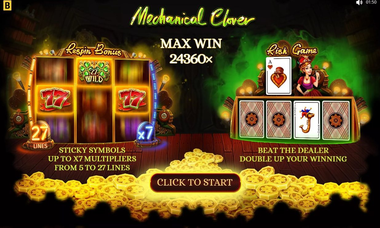 Mechanical Clover game lobby / feature intro