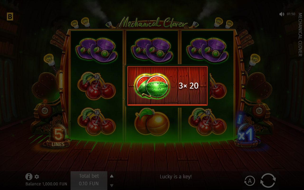 Mechanical Clover base game reels