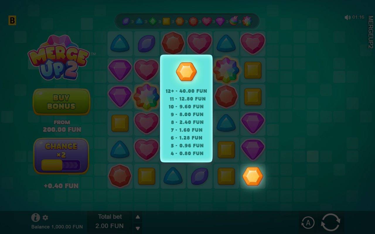 Merge Up 2 base game reels